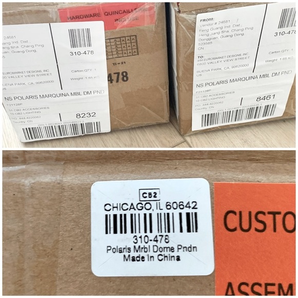 Set of 2 CB2 Polaris Black Marquina Marble Globe Pendant Lights - Picture 14 of 16